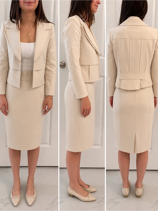White House Black Market Dresses & Skirts - WHBM Classic Cream Suit Skirt + Blazer